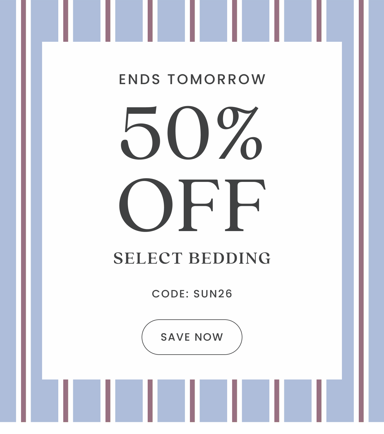 50% Off Select Bedding Flash Sale