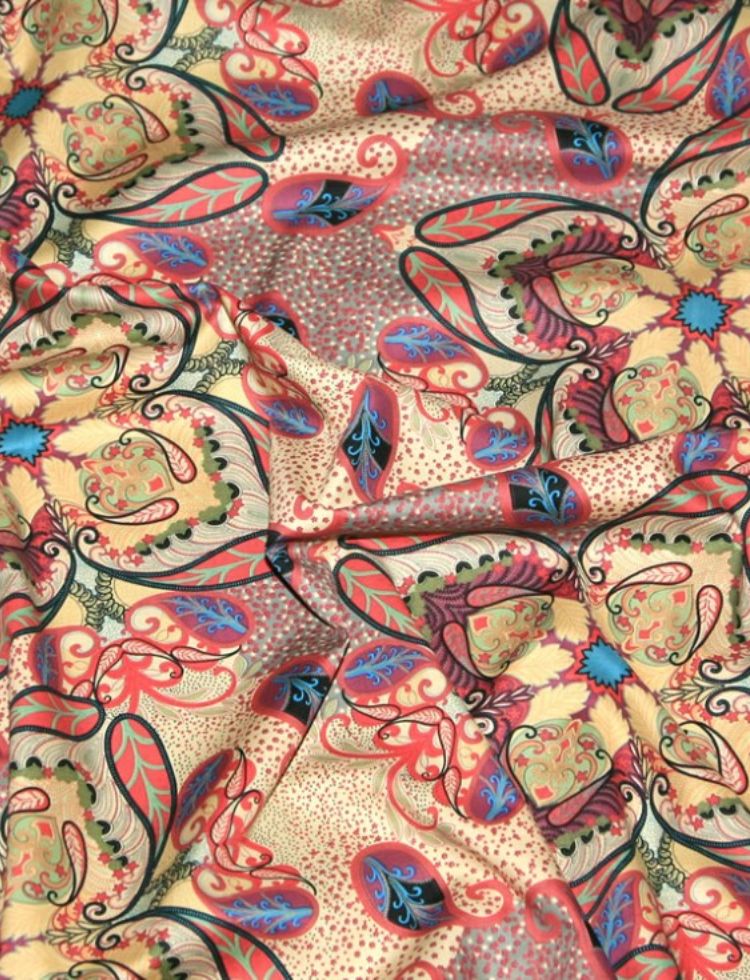 Cotton Lawn Fabric Coral Multicoloured