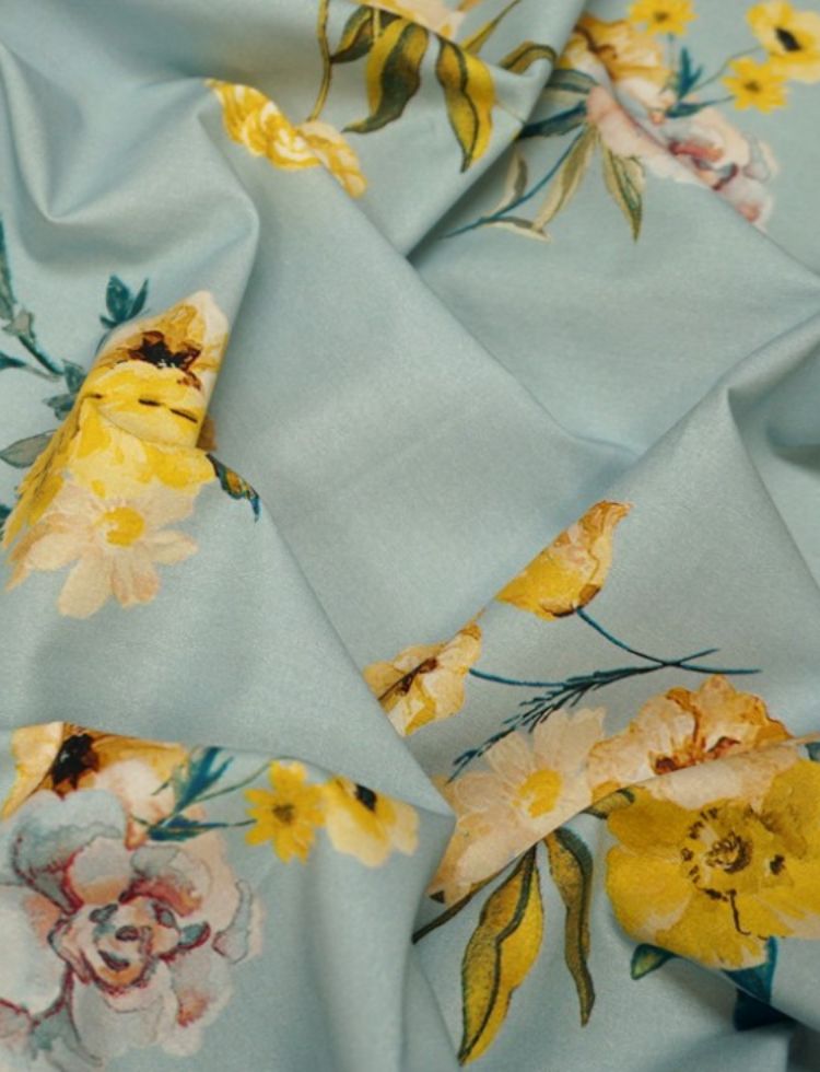 Lady McElroy Marlie Cotton Lawn Fabric Duck Egg