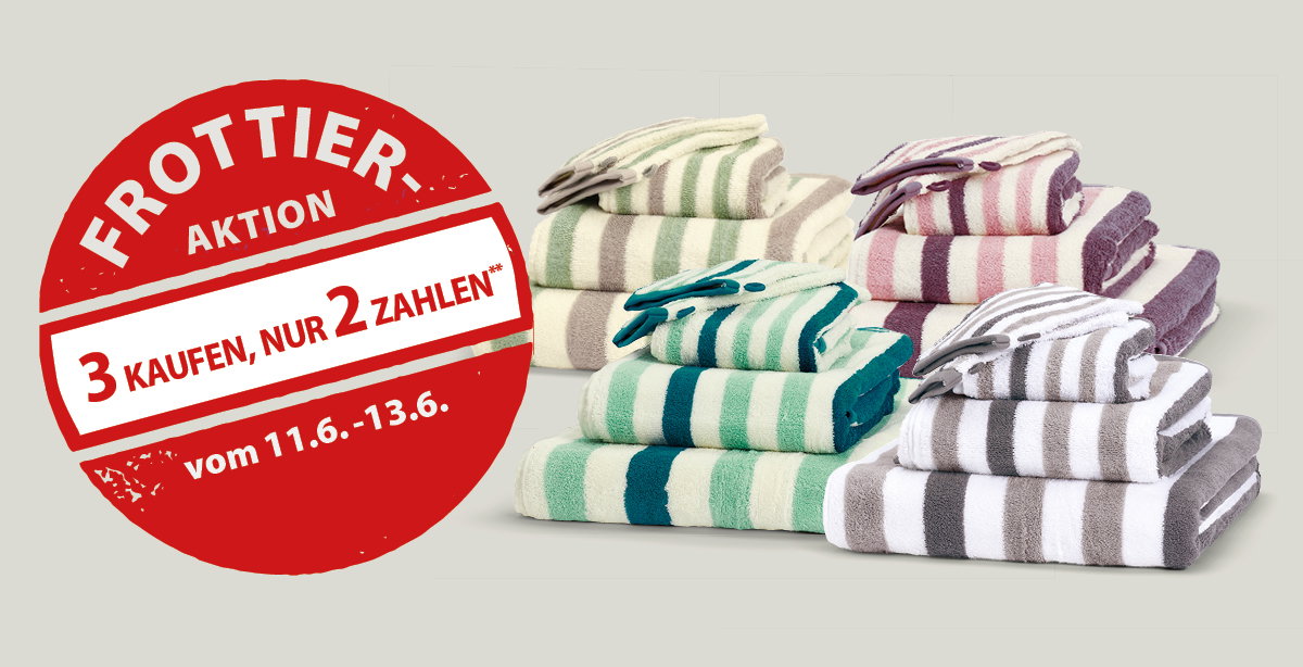 Handtuch-Set, 3er-Pack, gestreift, grün, blau, beige, lila, Vorderansicht