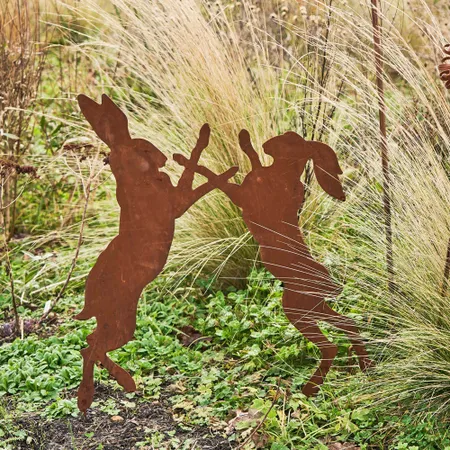 Boxing Hares Garden Stake