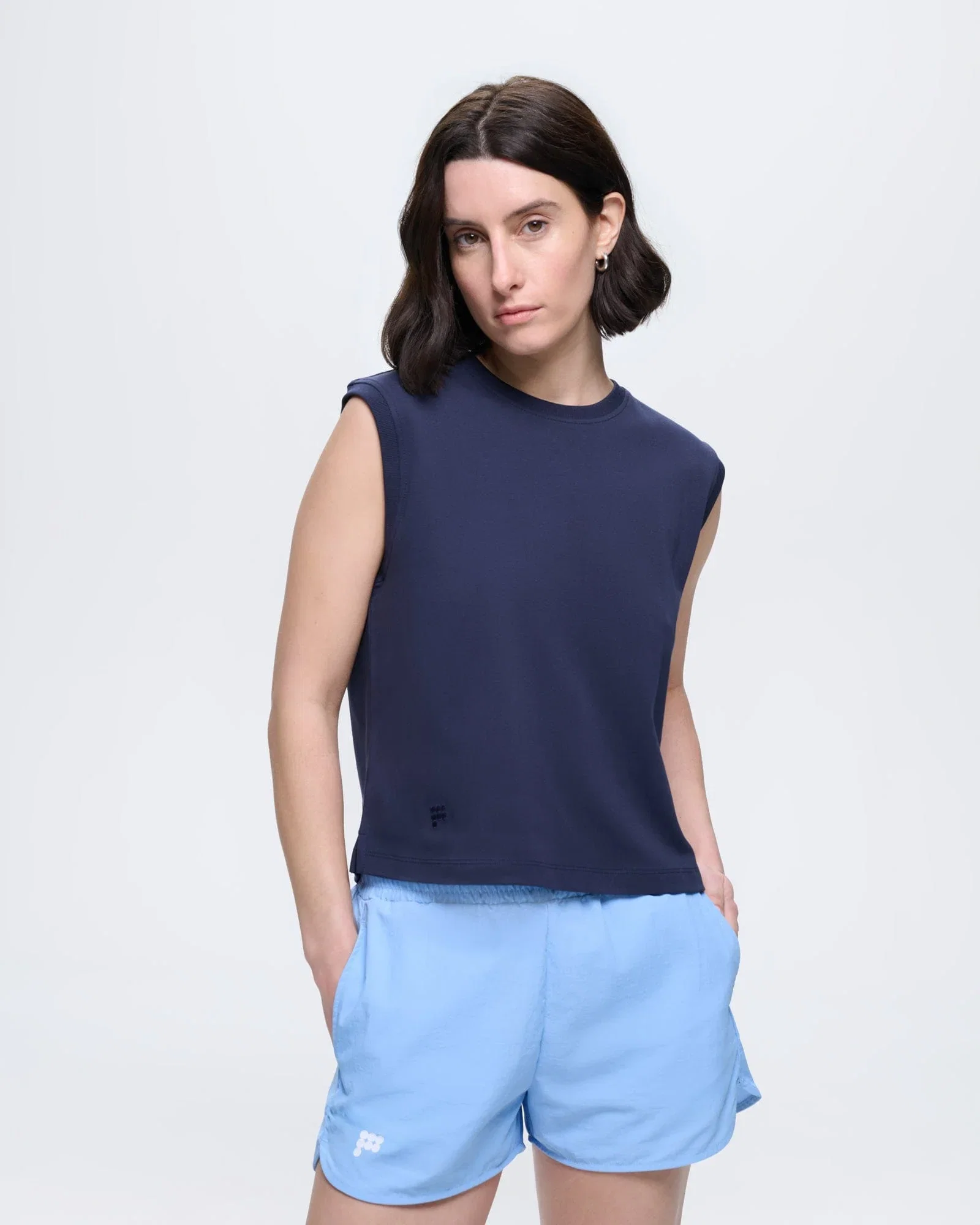 Image of Womens Sleeveless T-Shirt—Midnight Navy