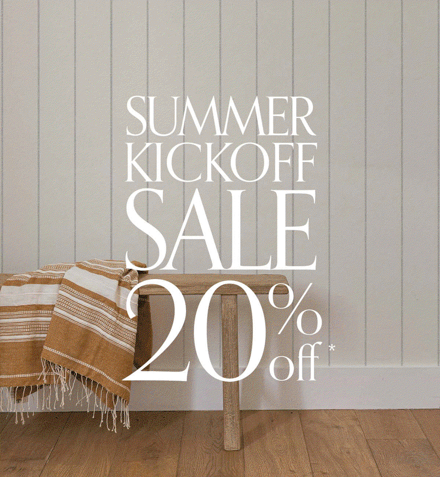 Gif image showing Tempaper peel and stick wallpaper patterns in various rooms. Text overlay "Summer Kickoff Sale 20% Off*"
