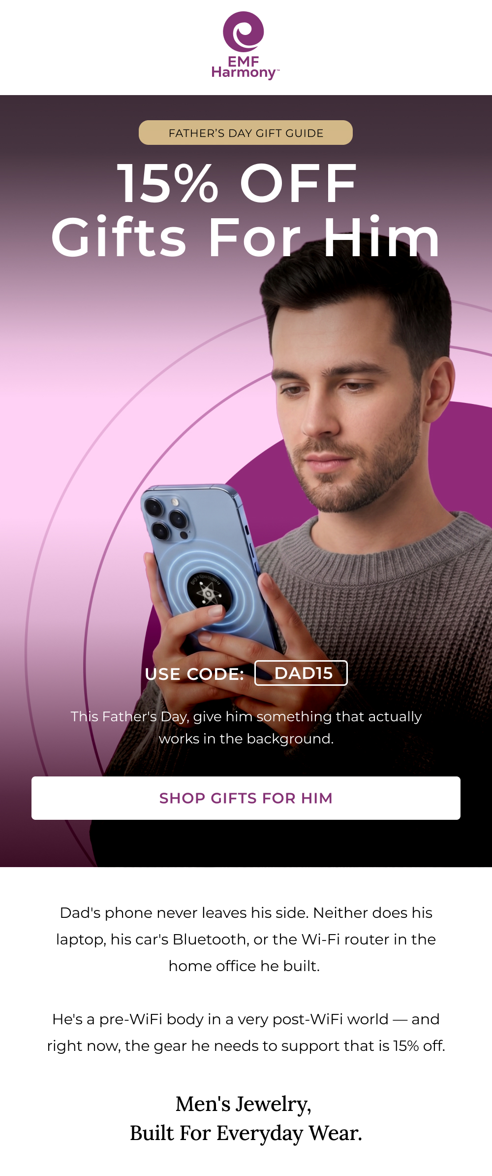 Father's Day Sale — 15% off men's EMF protection