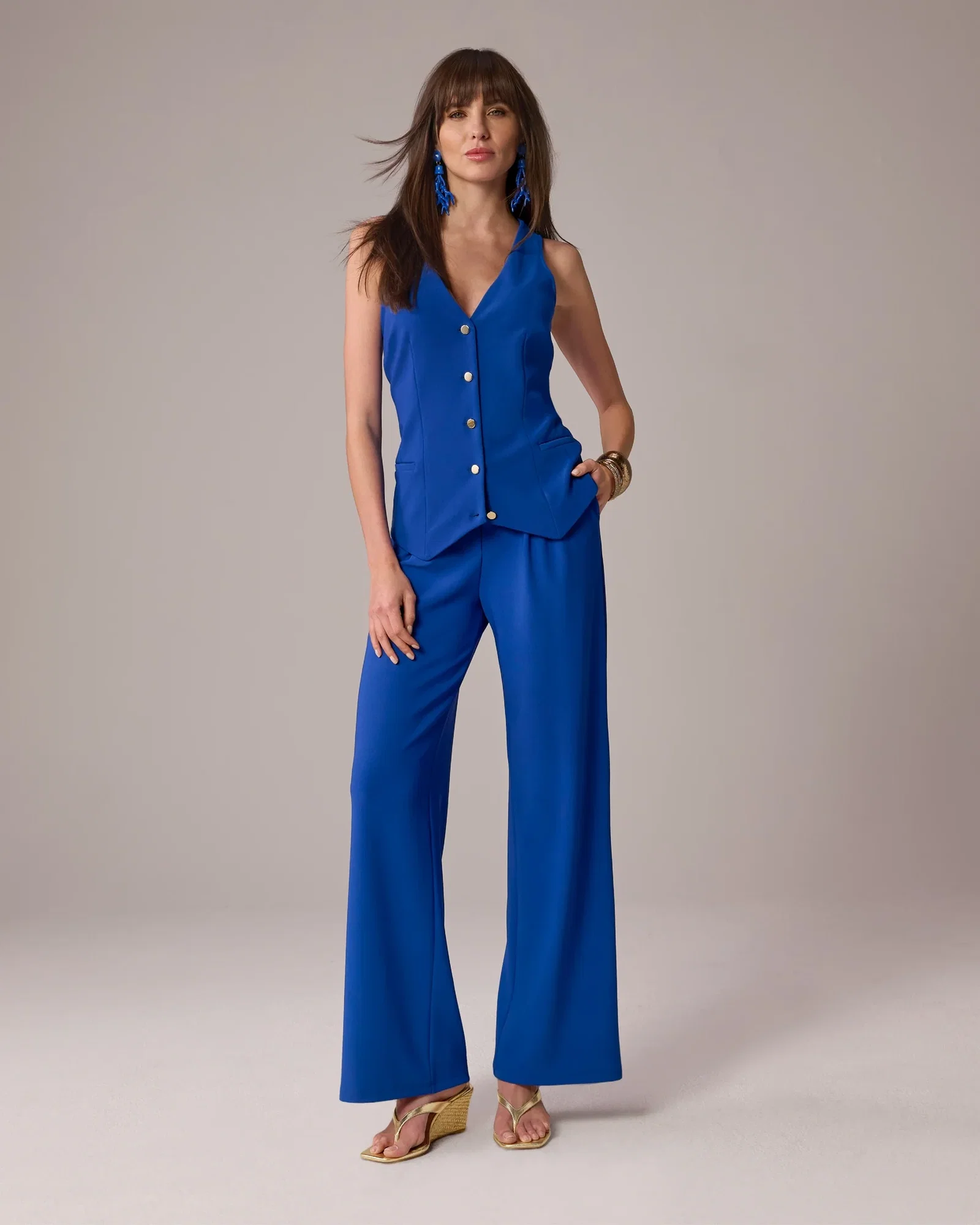 Image of Beyond Travel Pleated Wide Leg Pant Deep Ocean