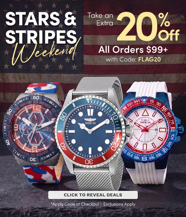 INV-49631, INV-49688, INV-23997 Stars & Stripes Weekend | Take an Extra 20% Off All Orders $99+ Using Code: FLAG20 at Checkout