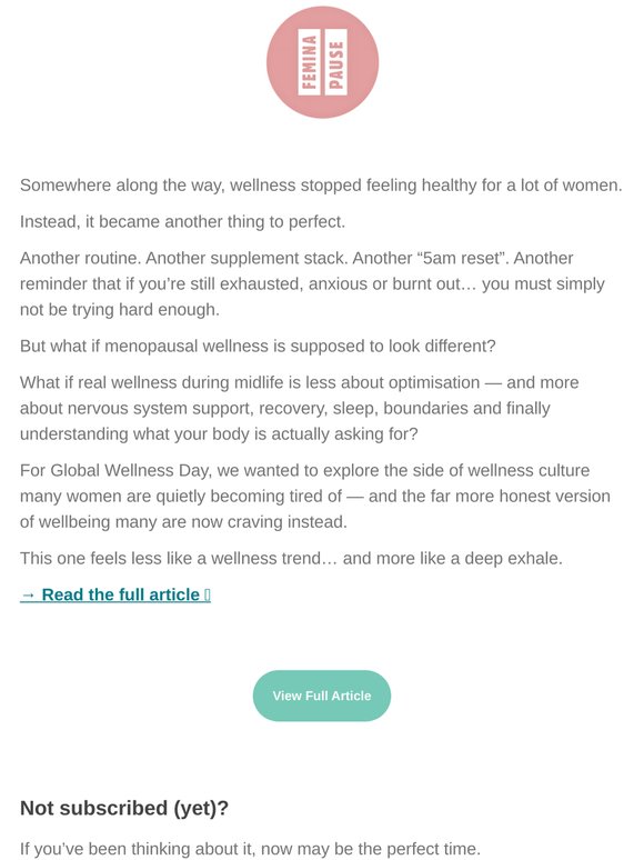Store Newsletter: Wellness has started feeling a bit… exhausting