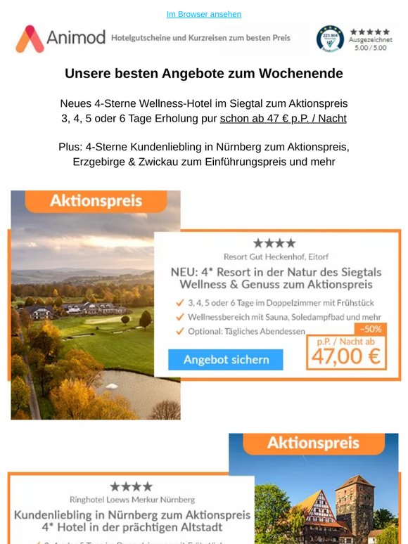 Neues 4-Sterne Wellness-Hotel im Siegtal zum Aktionspreis