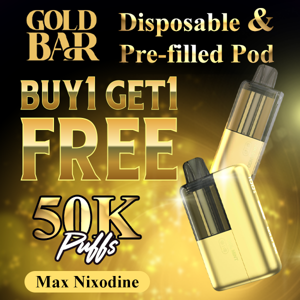 Gold Bar Max Nixodine Disposable Kit (50000 Puffs) - Buy 1 Get 1 Free