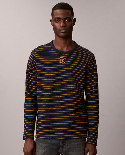 COTTON CREPE STRIPE TEE