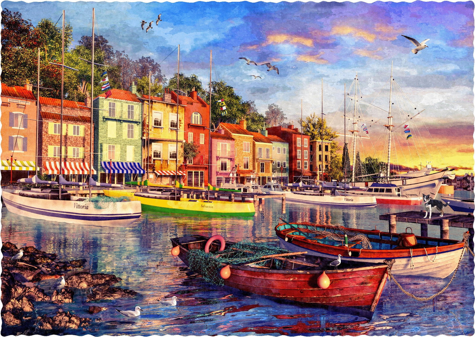 Mediterranean Harbor wooden jigsaw puzzle