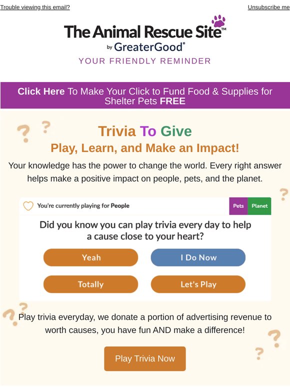 Play Trivia to Give Now & Make Another Click 💜