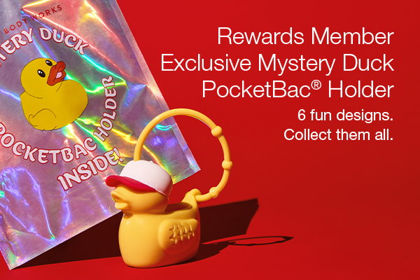 Rewards Member Exclusive. Mystery Duck PocketBac® Holder. 6 fun designs. Collect them all.