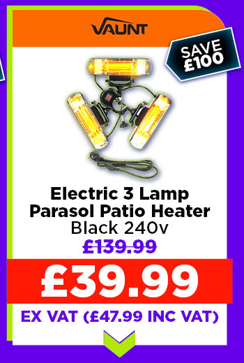 Vaunt Home Electric 3 Lamp Parasol Patio Heater - Black 240v
