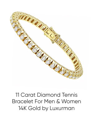 11 Carat Diamond Tennis Bracelet For Men & Women 14k Gold by Luxurman