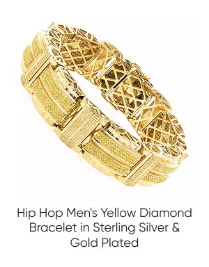 Hip Hop Men's Yellow Diamond Bracelet in Sterling Silver & Gold Plated
