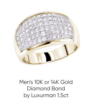 Men's 10K or 14K Gold Diamond Band by Luxurman 1.5ct