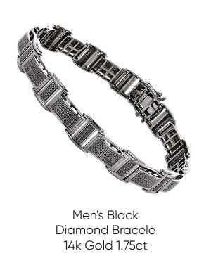 Men's Black Diamond Bracelet 14k Gold 1.75ct