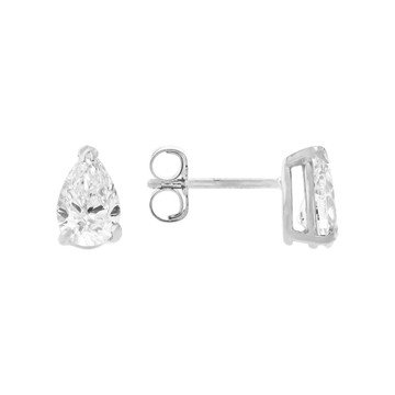 Certified Pear Shape Lab-Grown Diamond F-G SI 14K WG Martini Solitaire Stud Earrings 1.00ctw