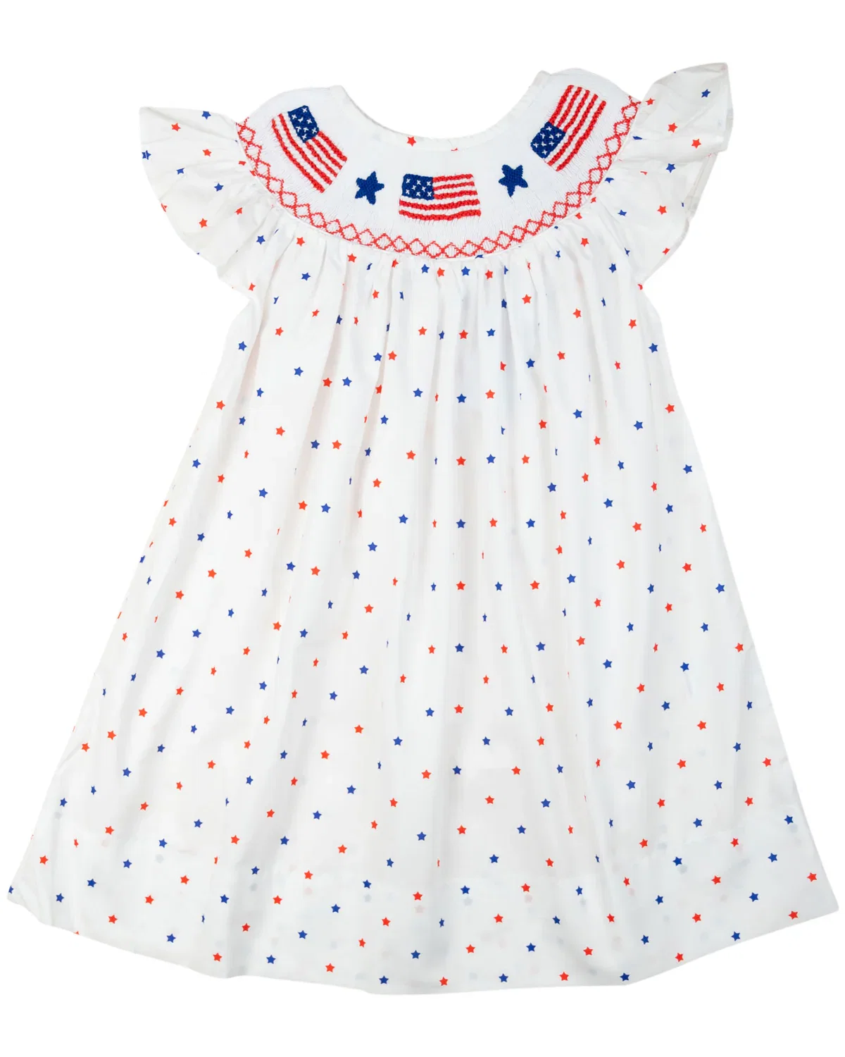Image of Flags Smocked Star Print Dress
