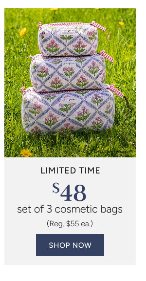 Limited Time $48 set of 3 Cosmetic Bags (Reg. $55 ea.)
