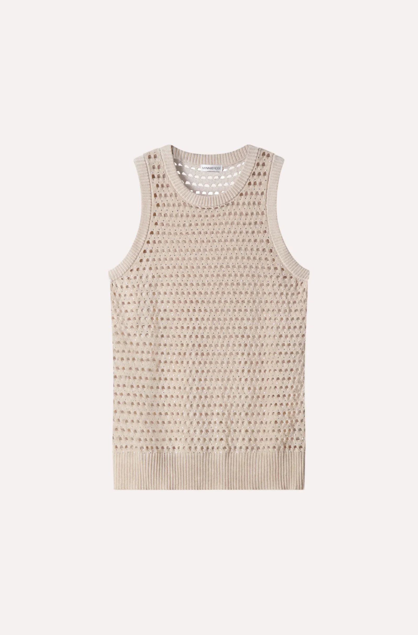 Image of Cotton Cashmere Plaited Mesh Studded Tank Crew