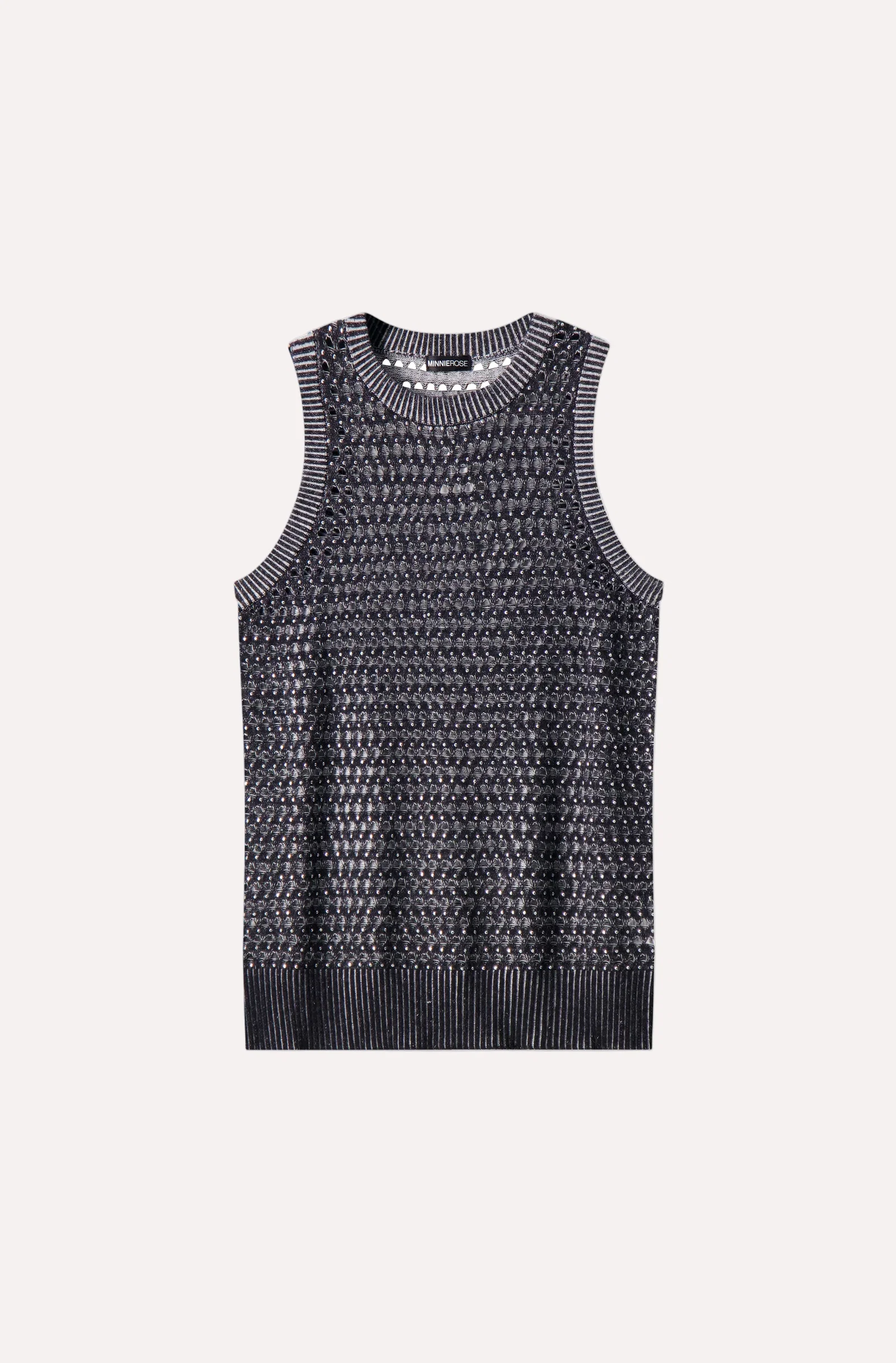 Image of Cotton Cashmere Plaited Mesh Studded Tank Crew