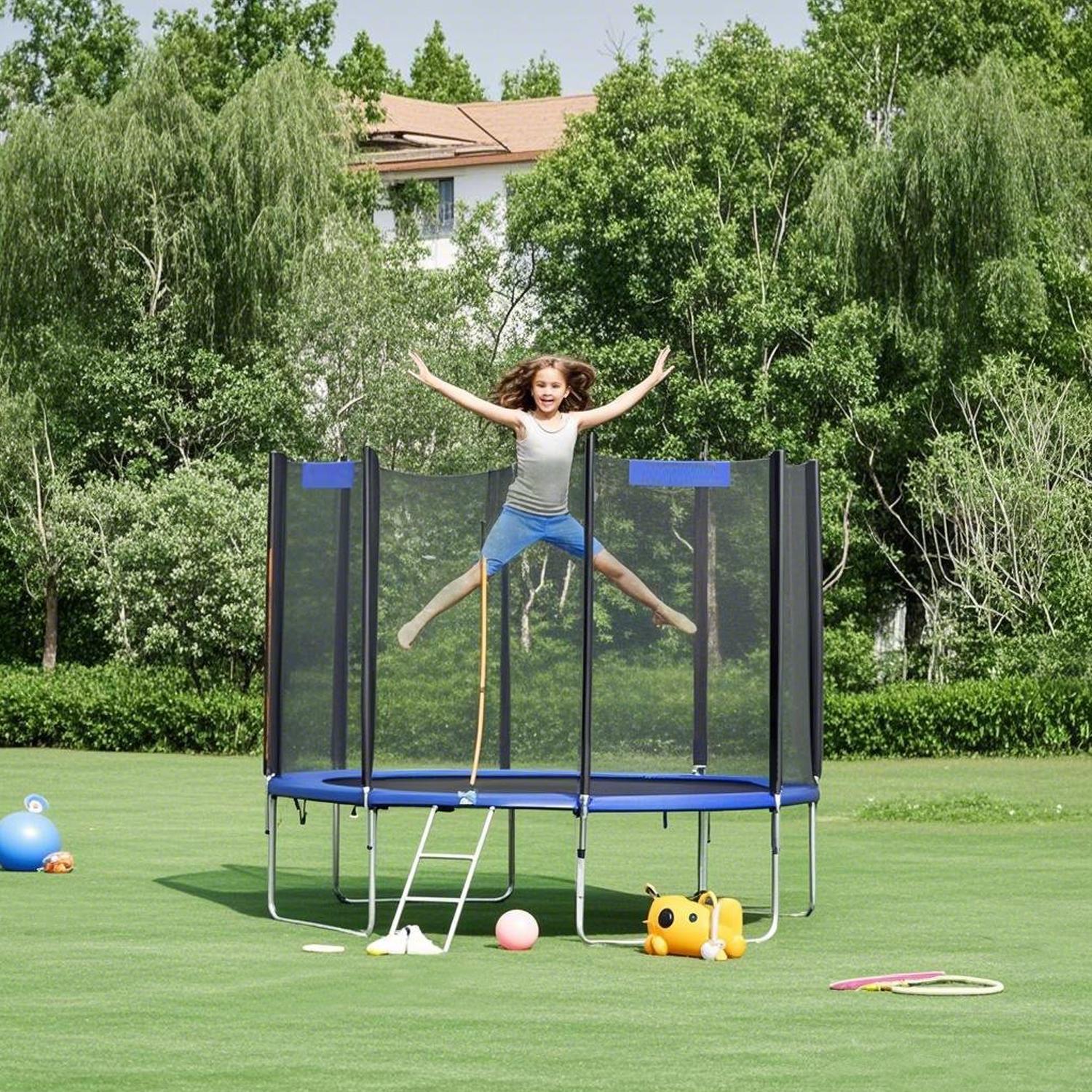 Image of Trampolin mit Sicherheitsnetz gepolsterten Stangen