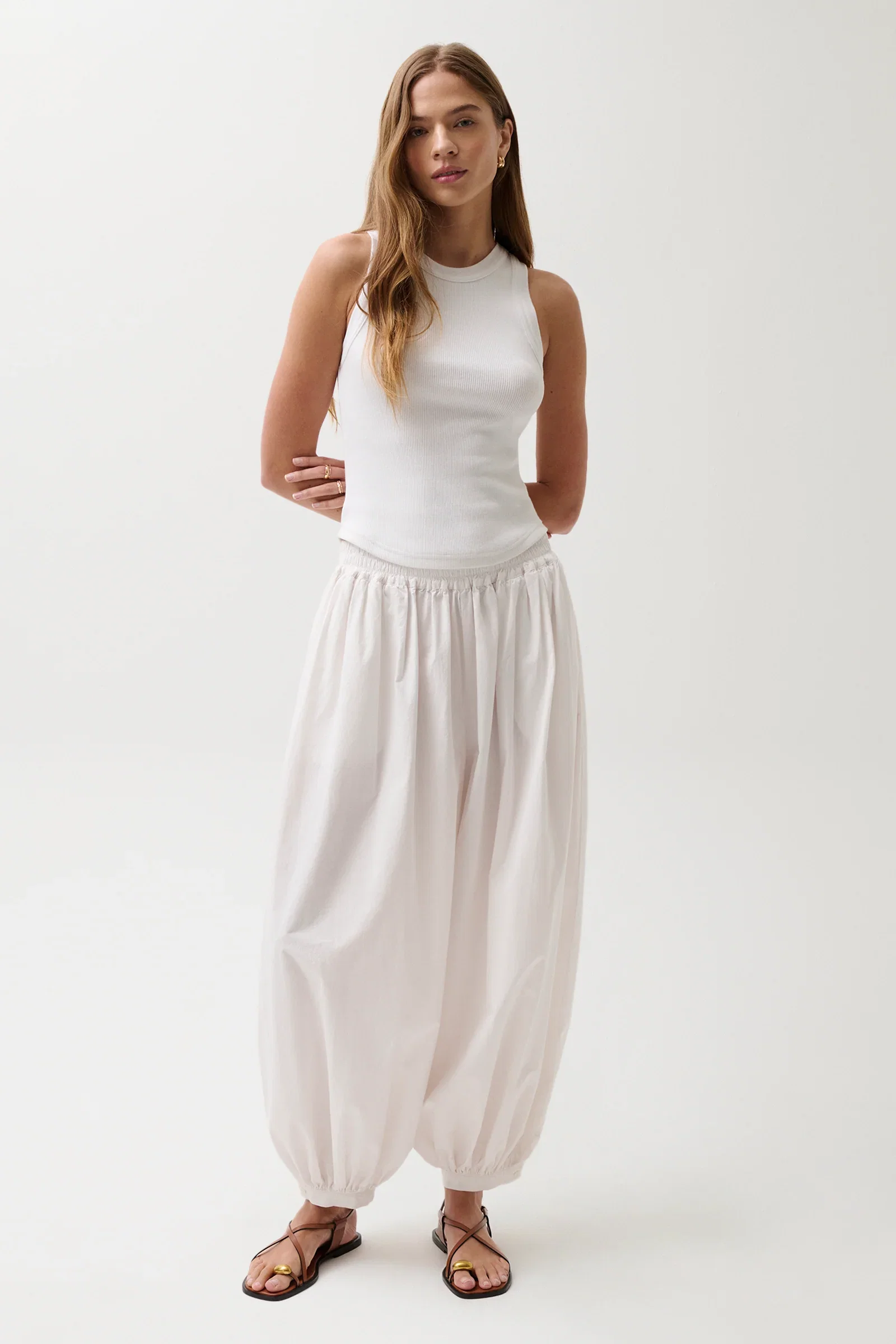 Image of Liya Poplin Balloon Pant - Le Blanc