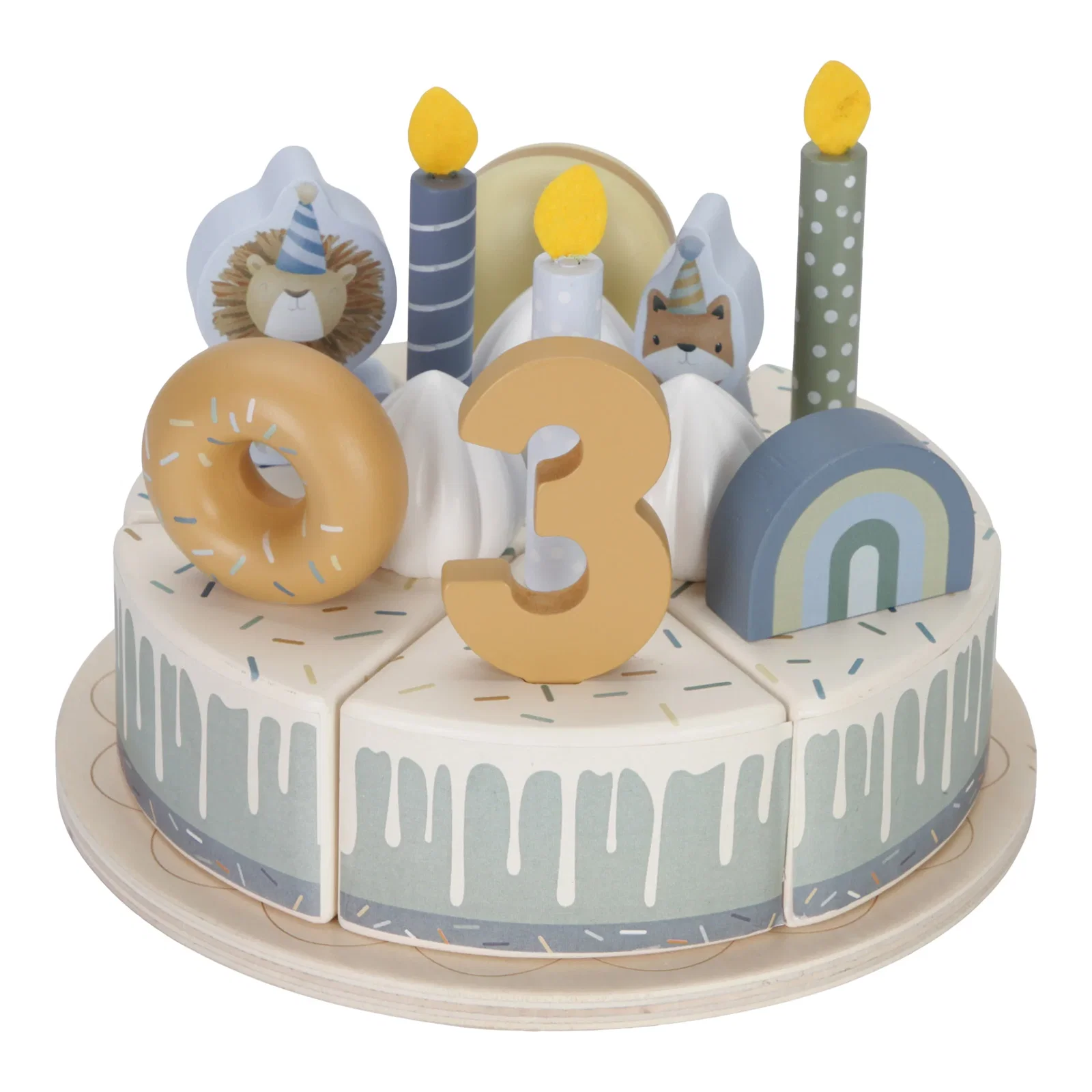 Image of Little Dutch Wooden Birthday Cake - Blue