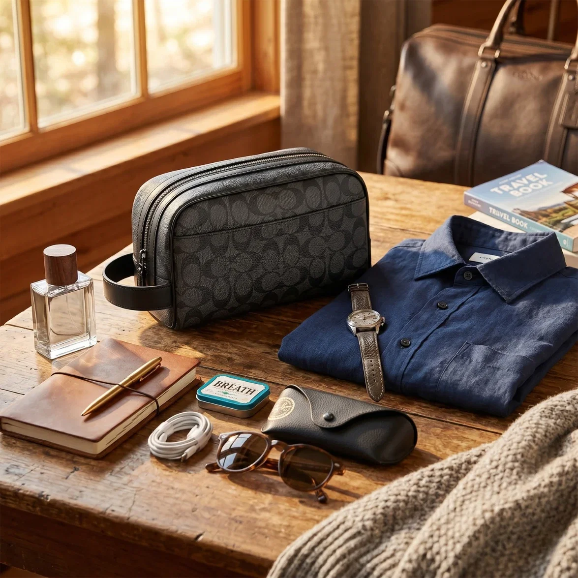 Coach Small Travel Kit Bag In Signature Canvas - Charcoal/ Black CAR15