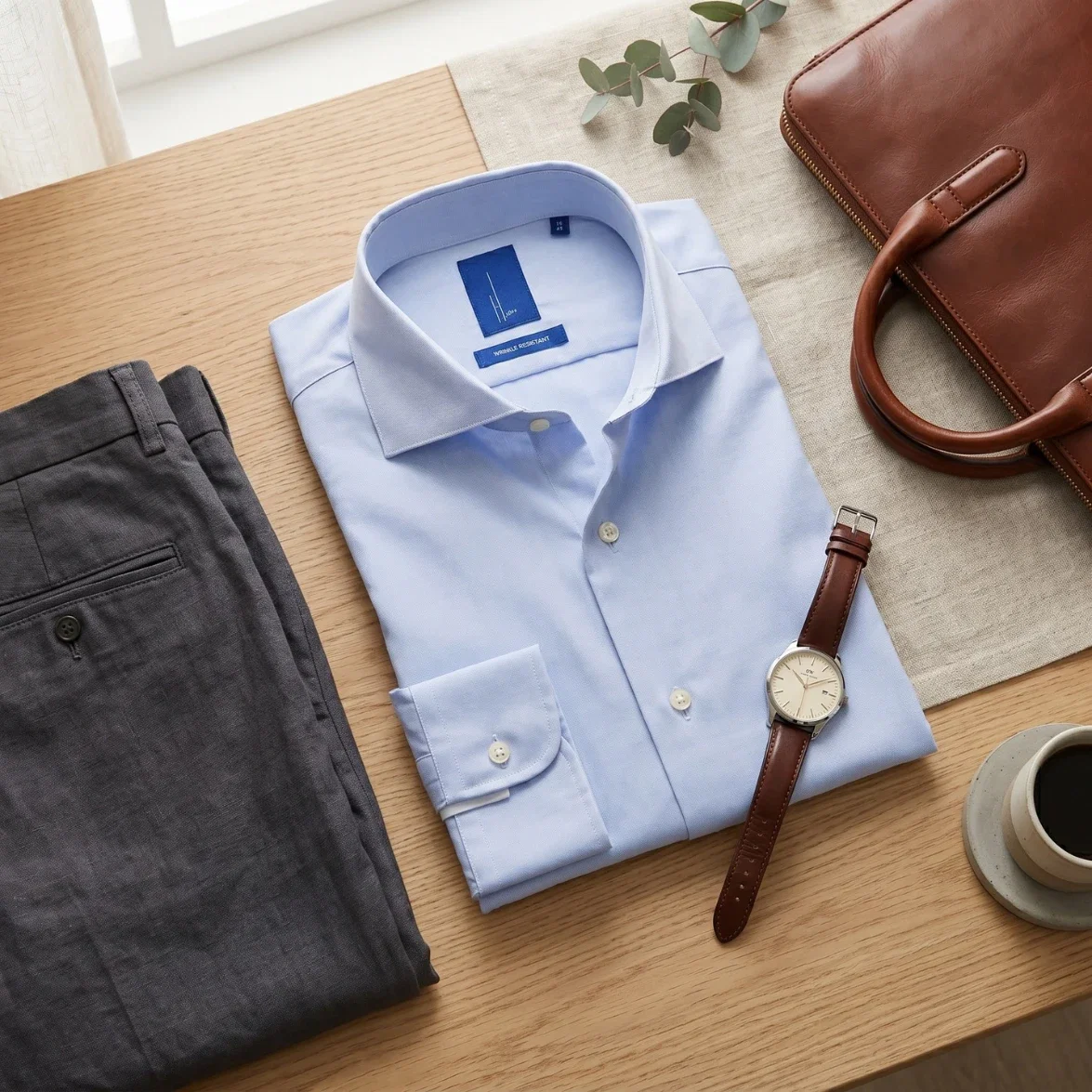 Highr, Light Blue Pinpoint Oxford, Long Sleeve Shirt