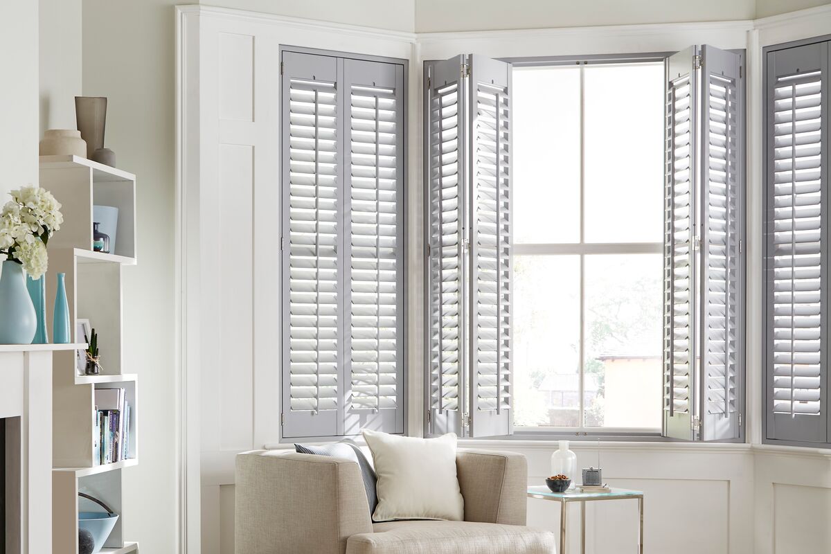 Shutters with tilted louvres to shut out the light 