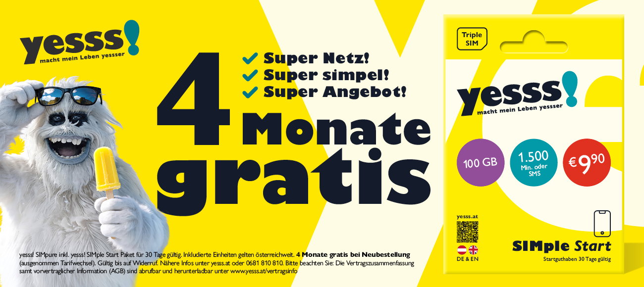 yesss 4 Monate gratis