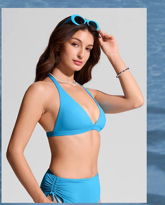 Deep V neck T back Triangle Bikini Top