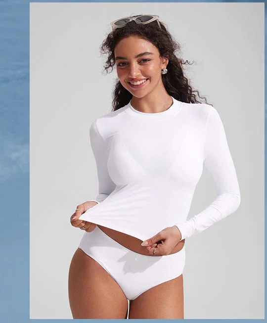 UPF 50+ Cropped Rashguard Swimsuit Top