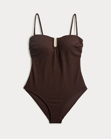  Peat U-Notch Textured Bandeau Swimsuit