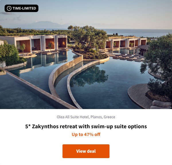 5* Zakynthos retreat with swim-up suite options