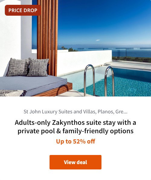 Adults-only Zakynthos suite stay with a private pool &amp; family-friendly options
