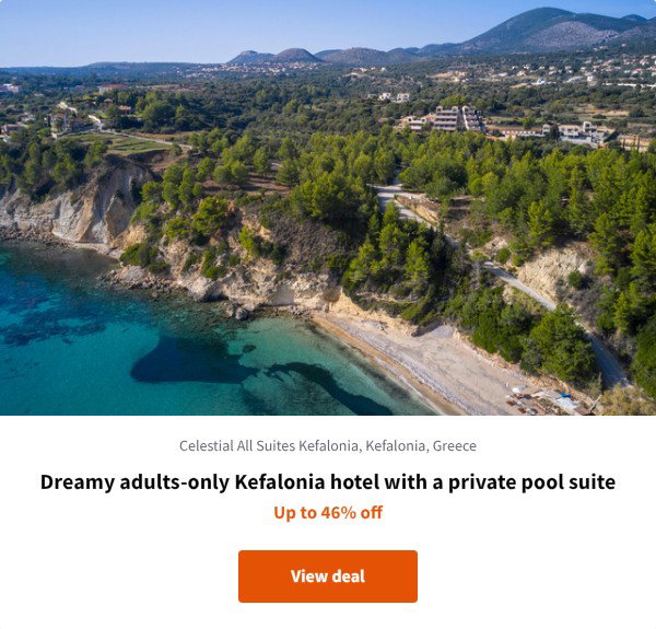 Dreamy adults-only Kefalonia hotel with a private pool suite