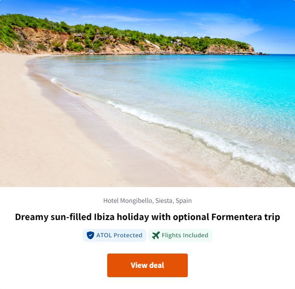 Dreamy sun-filled Ibiza holiday with optional Formentera trip
