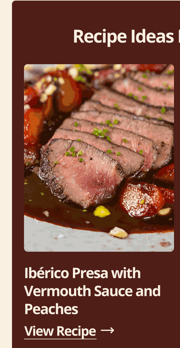 Iberico Presa with Vermouth Sauce and Peaches
