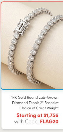 14K Gold Round Lab-Grown Diamond Tennis 7" Bracelet – Choice of Carat Weight – Starting at $1,756 with FLAG20