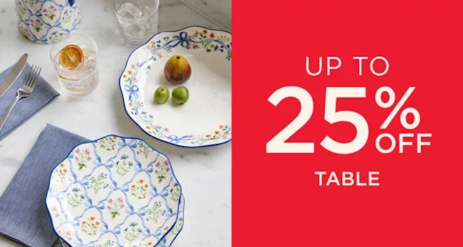 Up To 25% Off Table