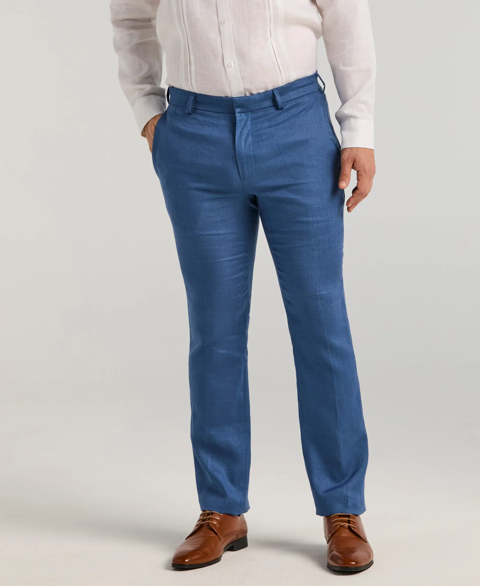 Image of Delave Linen Flat Front Pant