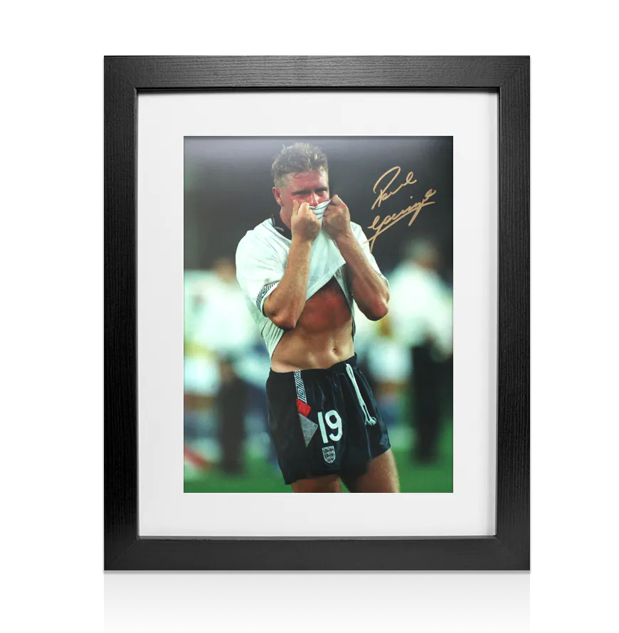 Framed Paul Gascoigne Signed England Photo: World Cup Tears
