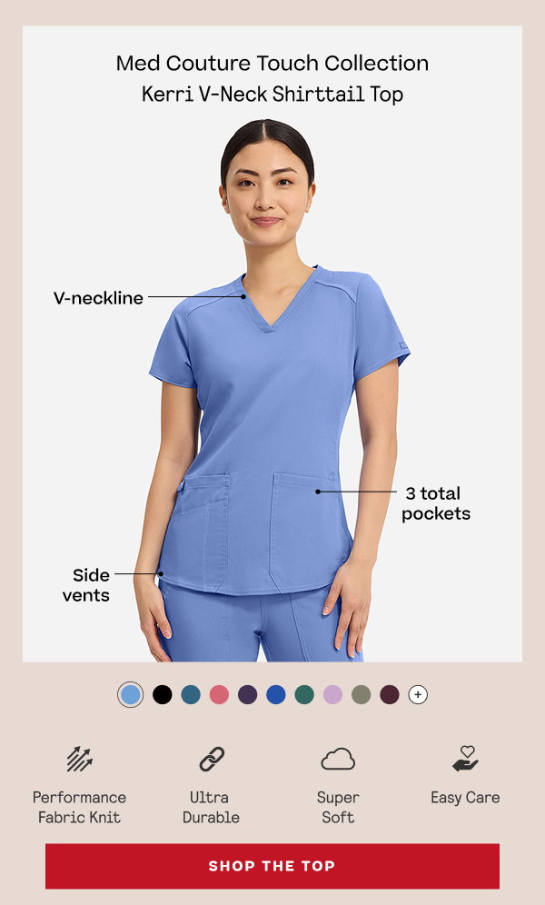 Med Couture Kerri V Neck Shirttail Top