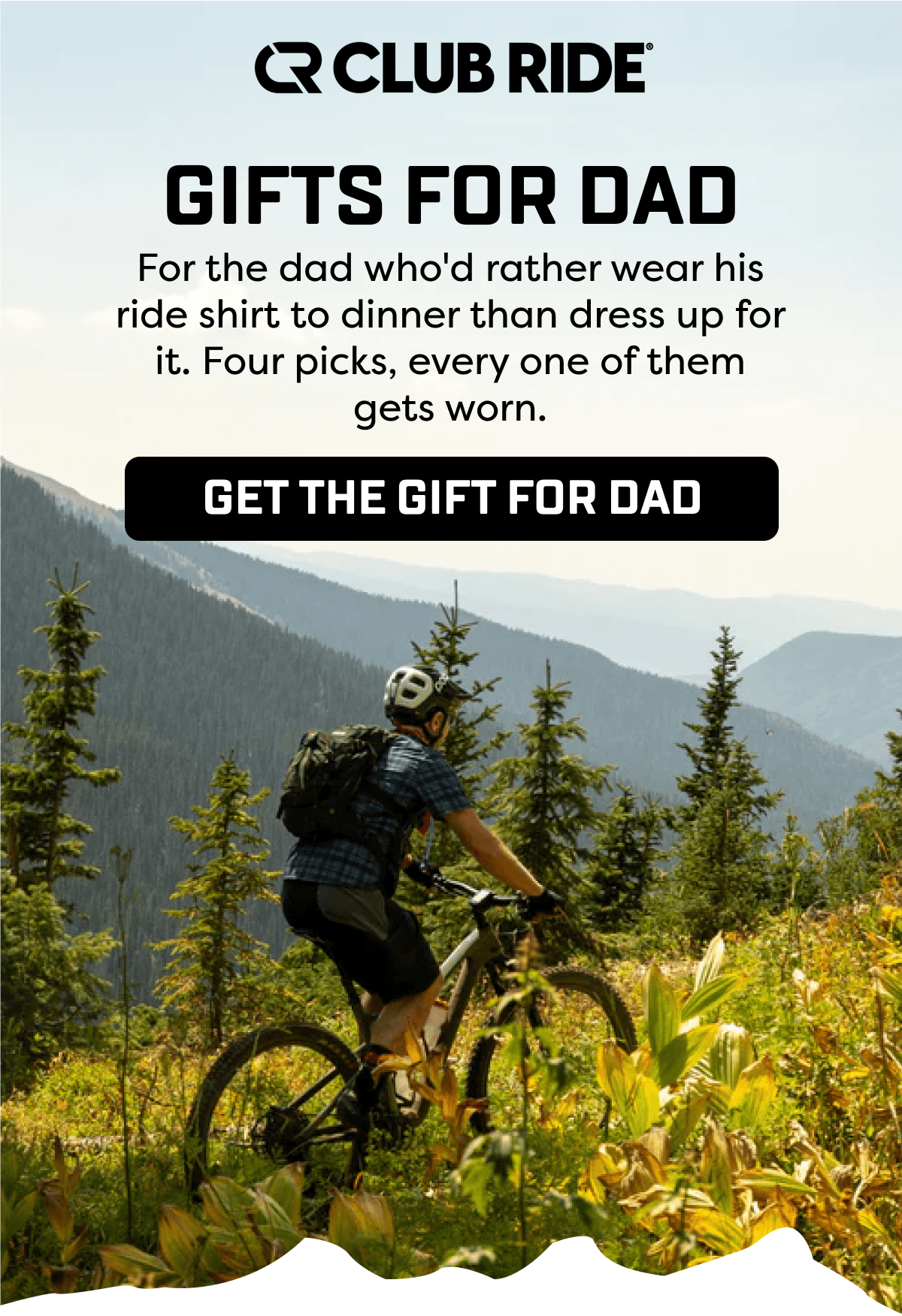 For the dad who'd rather wear his ride shirt to dinner than dress up for it. Four picks, every one of them gets worn.