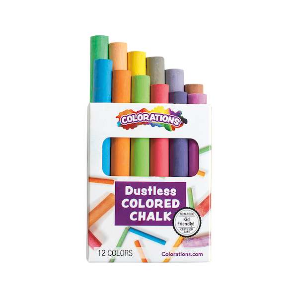 Colorations® DustLite™ Colored Chalk - 12 Pieces