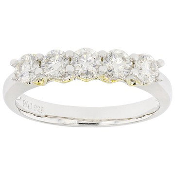 Moissanite Platineve and 14k Yellow Gold Over Silver Two Tone Band Ring .80tw DEW